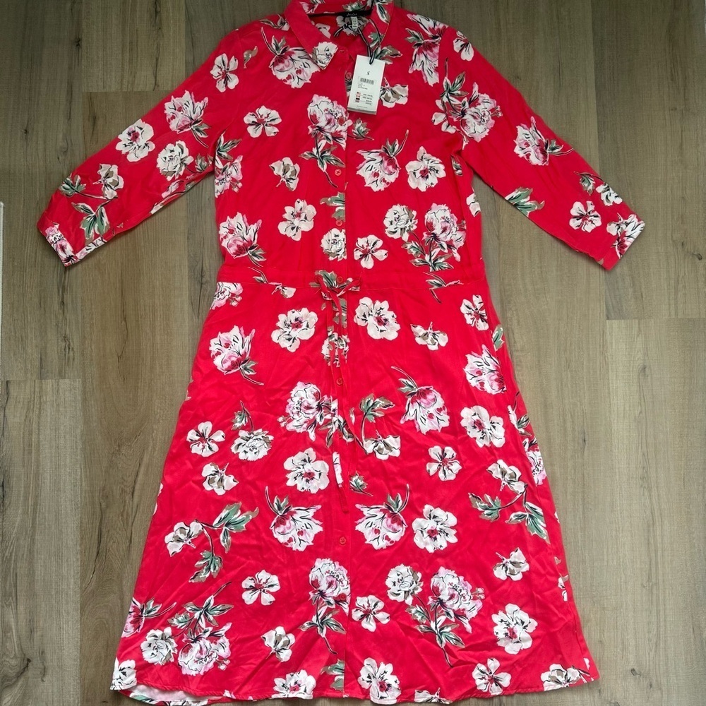 Joules Light Red Classic Floral Cottagecore Tent Maxi Women’s Dress